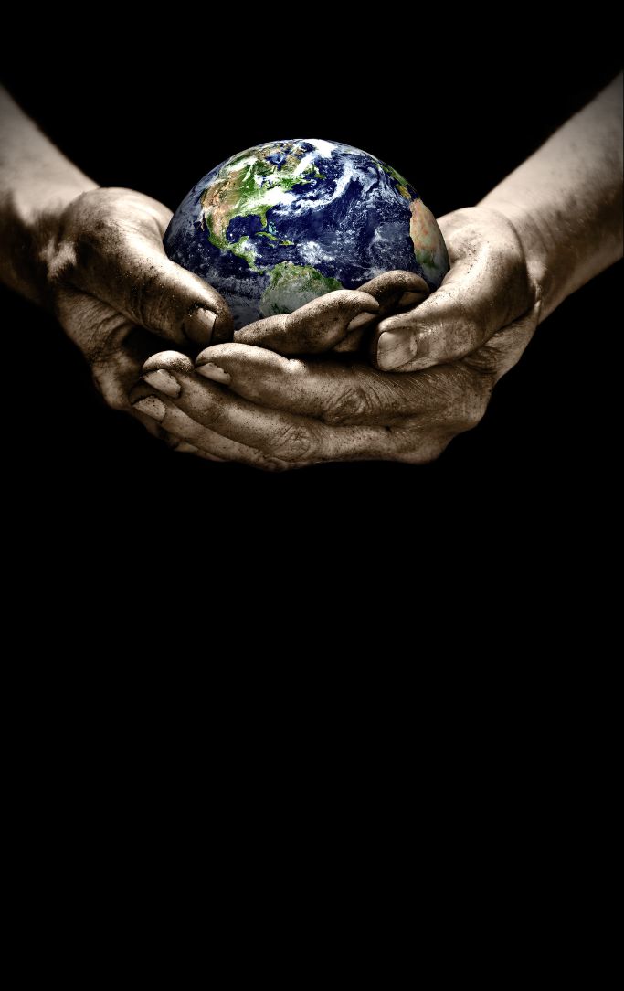 Hands holding the earth